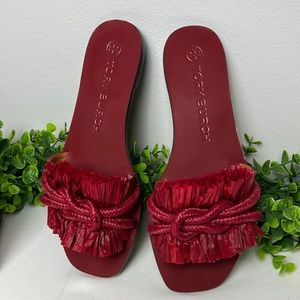 Tory Burch Rope Slides in Tory Red Size 7.5